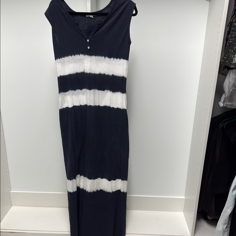 Navy and White Tie-Dye Maxi Dress
